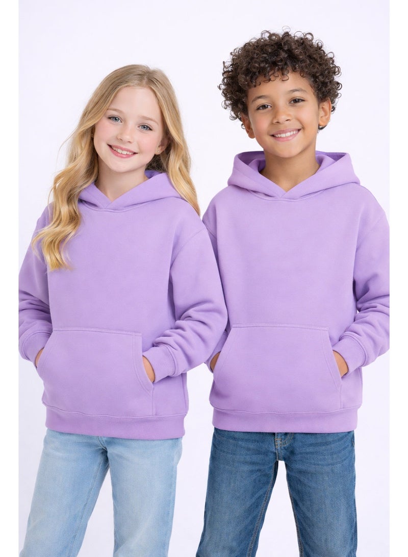 Premium Apparel Kids Lilac Regular-Fit Hoodie – Unisex Pullover Sweatshirt for Boys & Girls, Casual Everyday Wear - Image 1